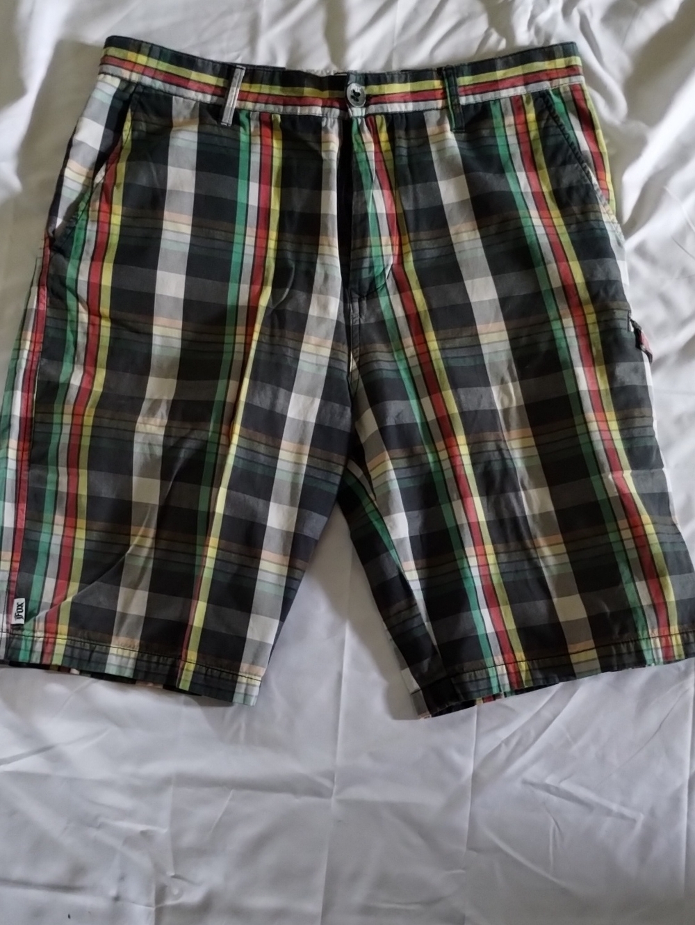 Fox Men's Multicolor Plaid Cargo Shorts - Black, Green, Red, Yellow